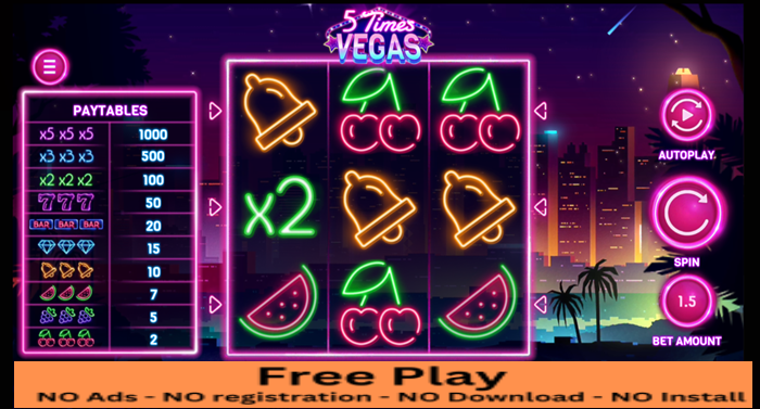 5 Times Vegas: Free Play - Neon Nights and Mega Wins Await!